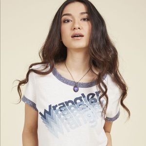 MODCLOTH X WRANGLER blue wrangler logo tee🔥🔥🔥